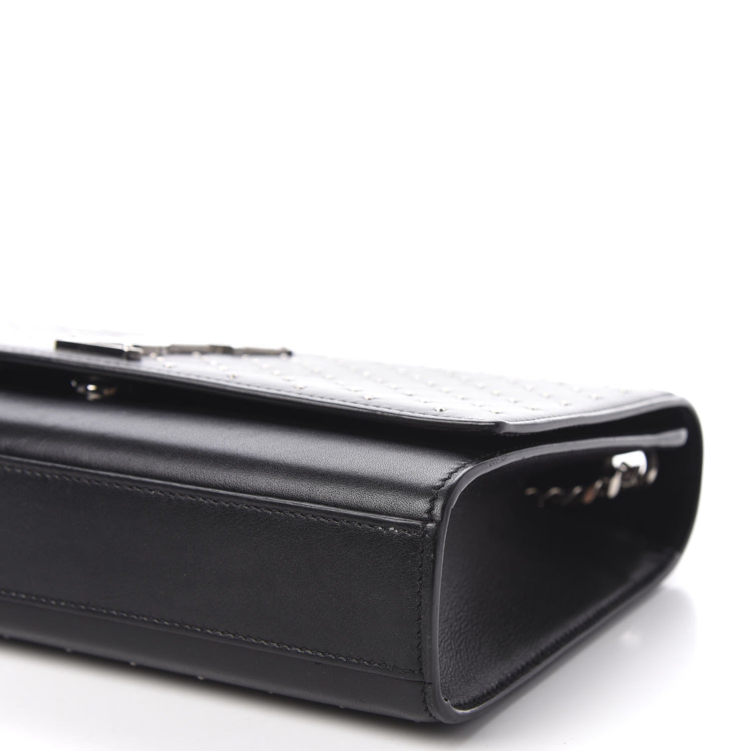 Saint Laurent Calfskin Studded Medium Monogram Satchel Black 9 of 10