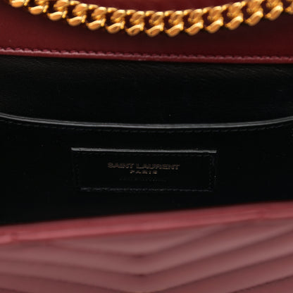 Saint Laurent Lambskin Matelasse Chevron Small Monogram Satchel Oxblood 6 of 9