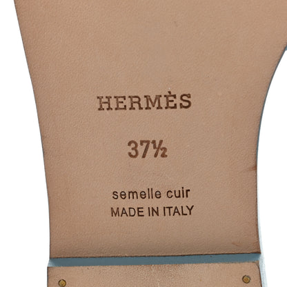 Hermes Calfskin Oran Sandals 37.5 Bleu Dorset 9 of 10