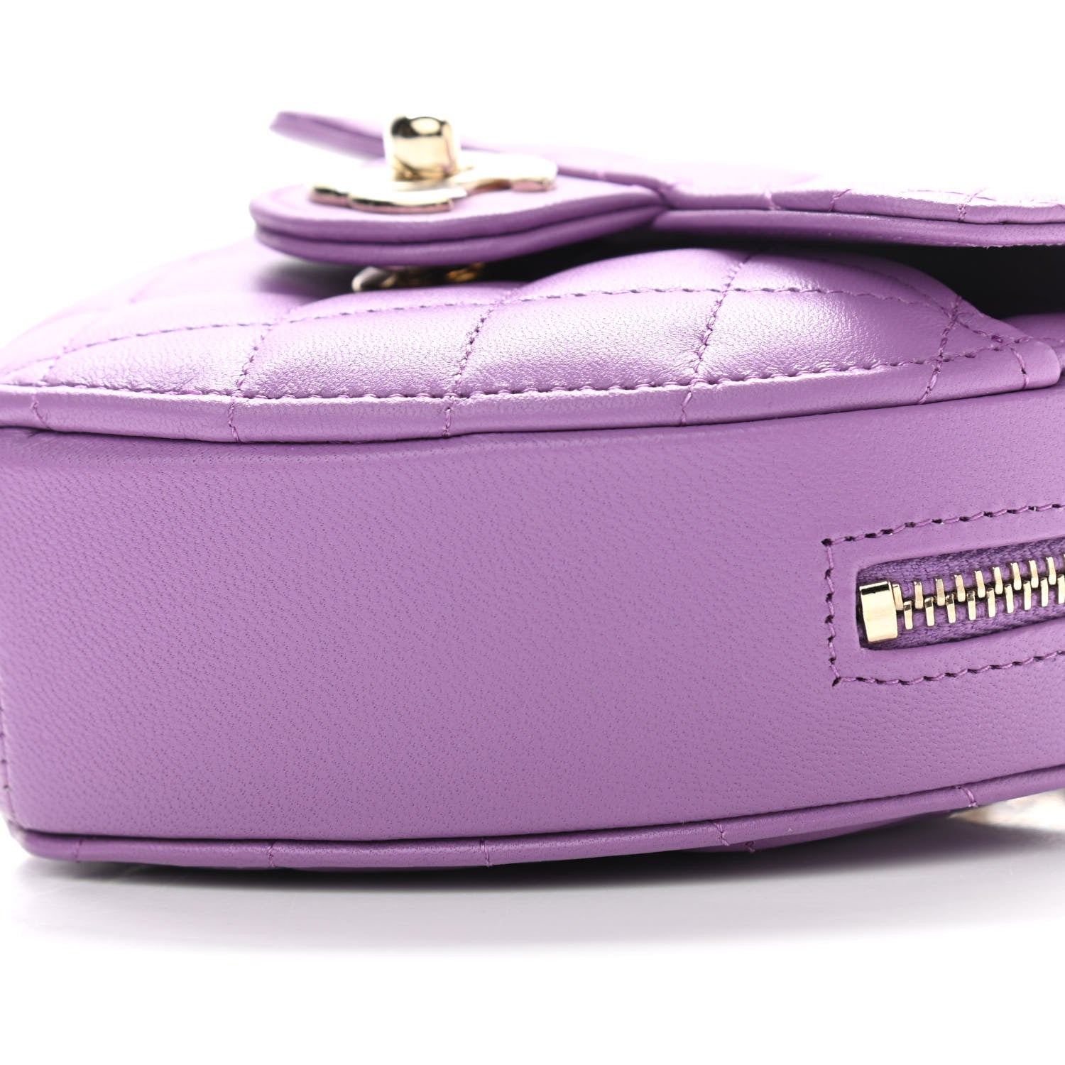 Chanel Lambskin Quilted CC In Love Heart Clutch With Chain Purple 9 of 10
