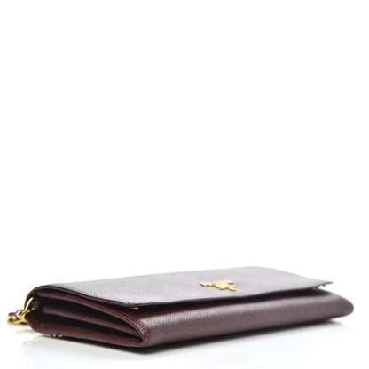 Prada Saffiano Metal Oro Chain Wallet Granato 4 of 9