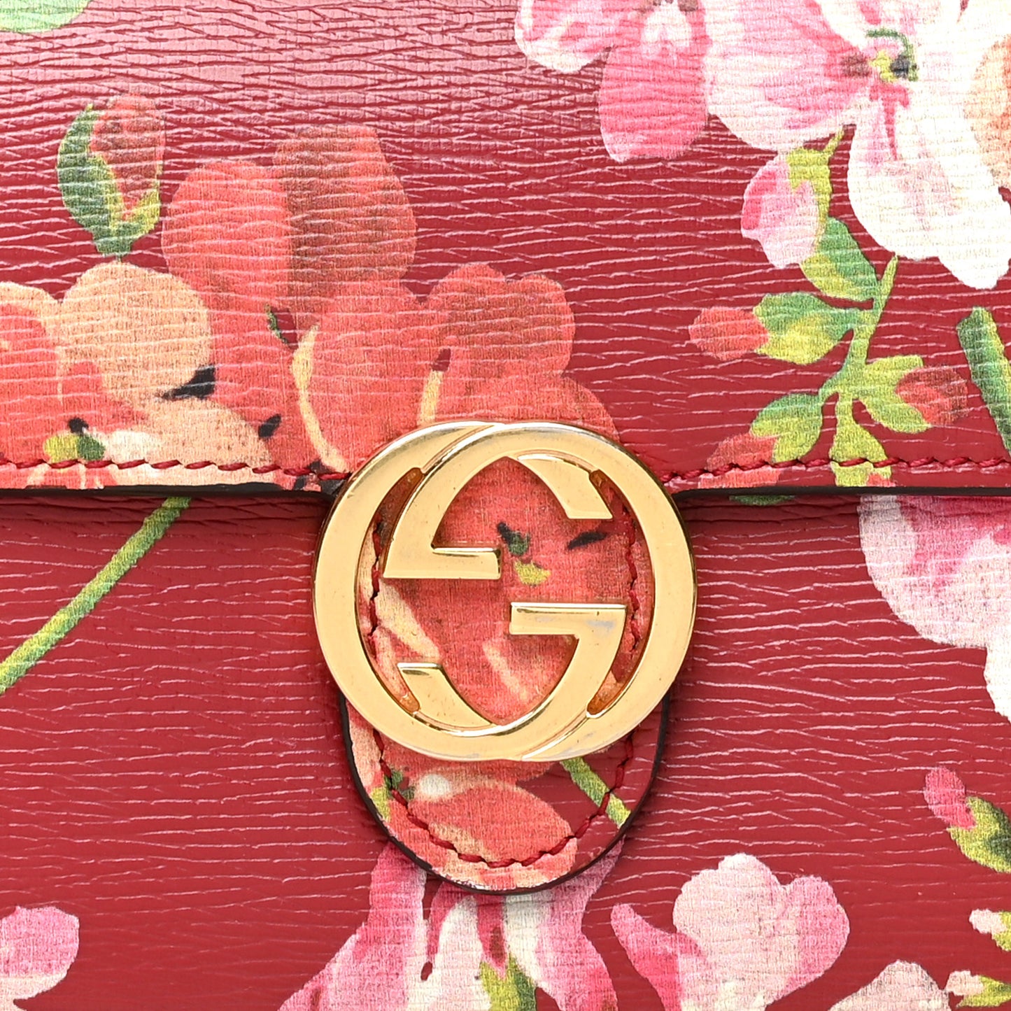 Shangai Calfskin Blooms Print Icon Continental Wallet Romantic Cerise Multicolor