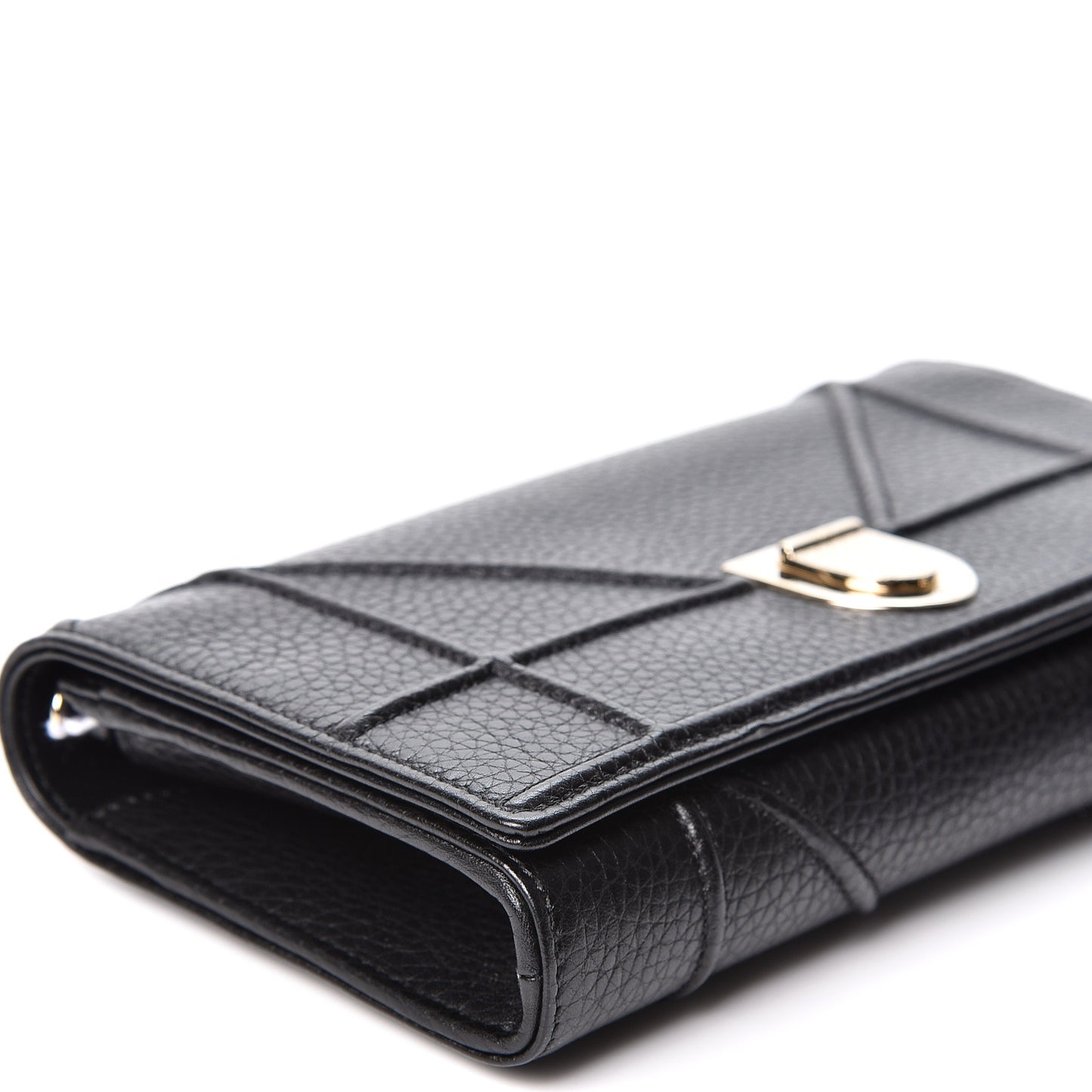 Grained Calfskin Diorama Croisiere Chain Wallet Black