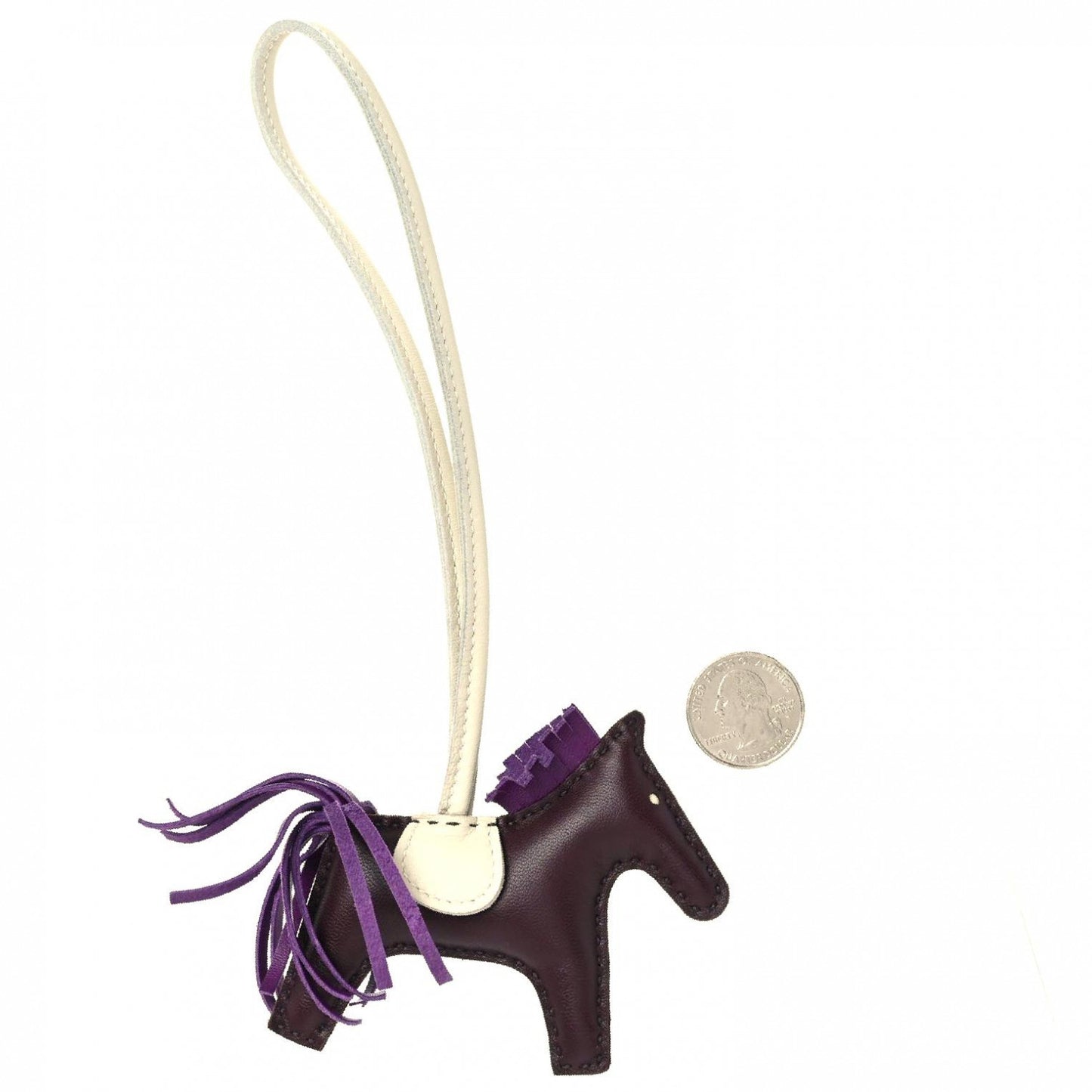 Milo Lambskin Grigri Rodeo Horse Bag Charm PM Rouge Sellier Craie Violet