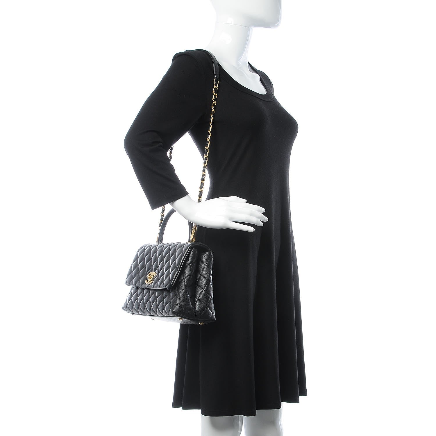 Chanel Caviar Quilted Small Coco Handle Flap Black 2 of 8