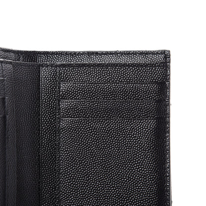 Saint Laurent Grain De Poudre Matelasse Chevron Monogram Compact Tri Fold Wallet Black 7 of 12