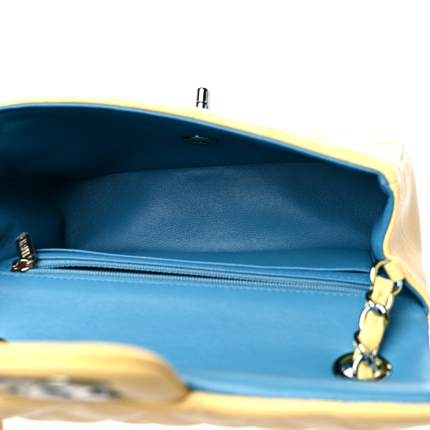 Lambskin Quilted Mini Rectangular Flap Yellow Blue