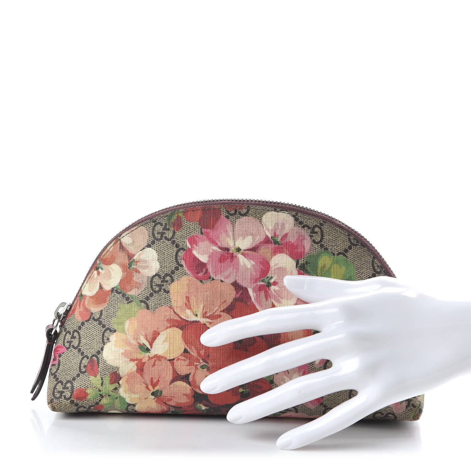 Gucci GG Supreme Monogram Blooms Large Pouch Cosmetic Case Beige Multicolor Dry Rose 2 of 12