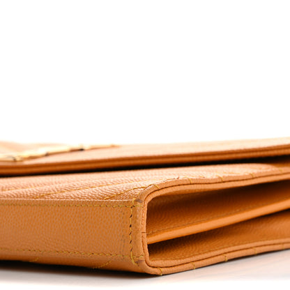 Saint Laurent Grain De Poudre Matelasse Chevron Cassandre Chain Wallet Senape Yellow 9 of 20