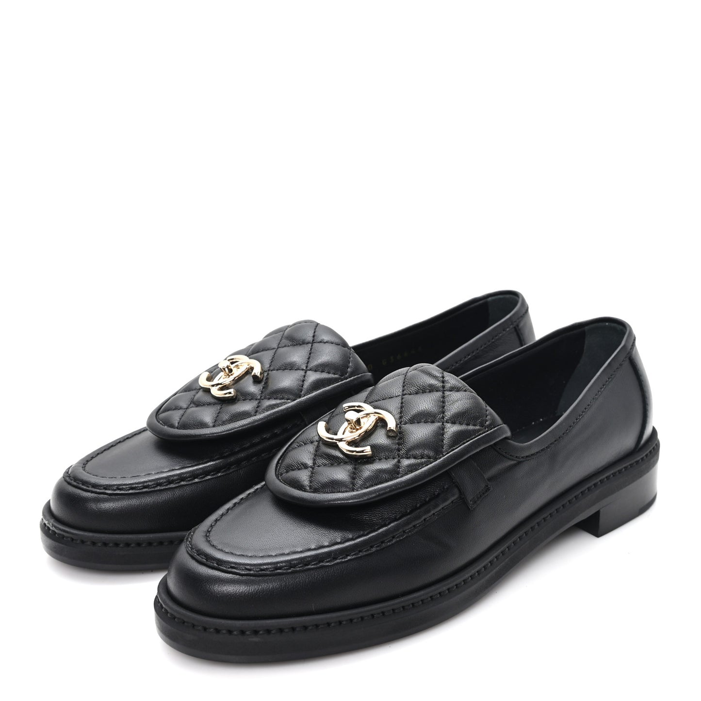 Lambskin Quilted CC Turnlock Loafers 38.5 Black