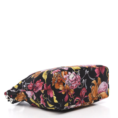 Prada Tessuto Nylon Saffiano Floral Print Tote Black 3 of 10