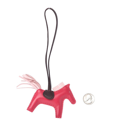 Hermes Milo Lambskin Grigri Rodeo Horse Bag Charm PM Rose Sakura Framboise Rouge Sellier 2 of 5