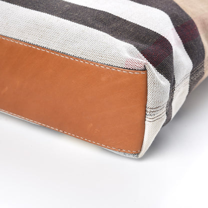 Burberry Canvas Mega Check Medium Tottenham Brit Tote Saddle Brown 10 of 16