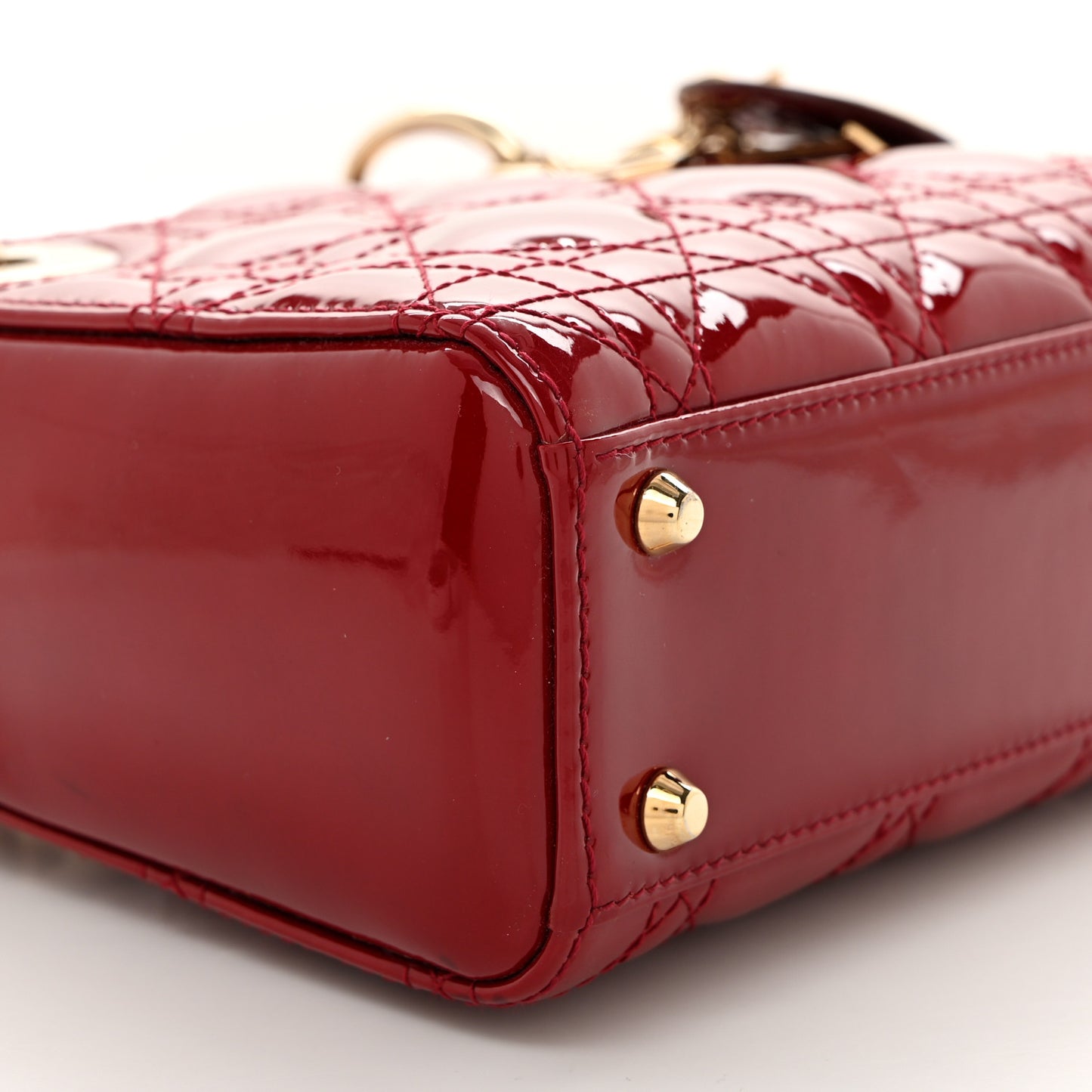 Patent Cannage Mini Lady Dior Red