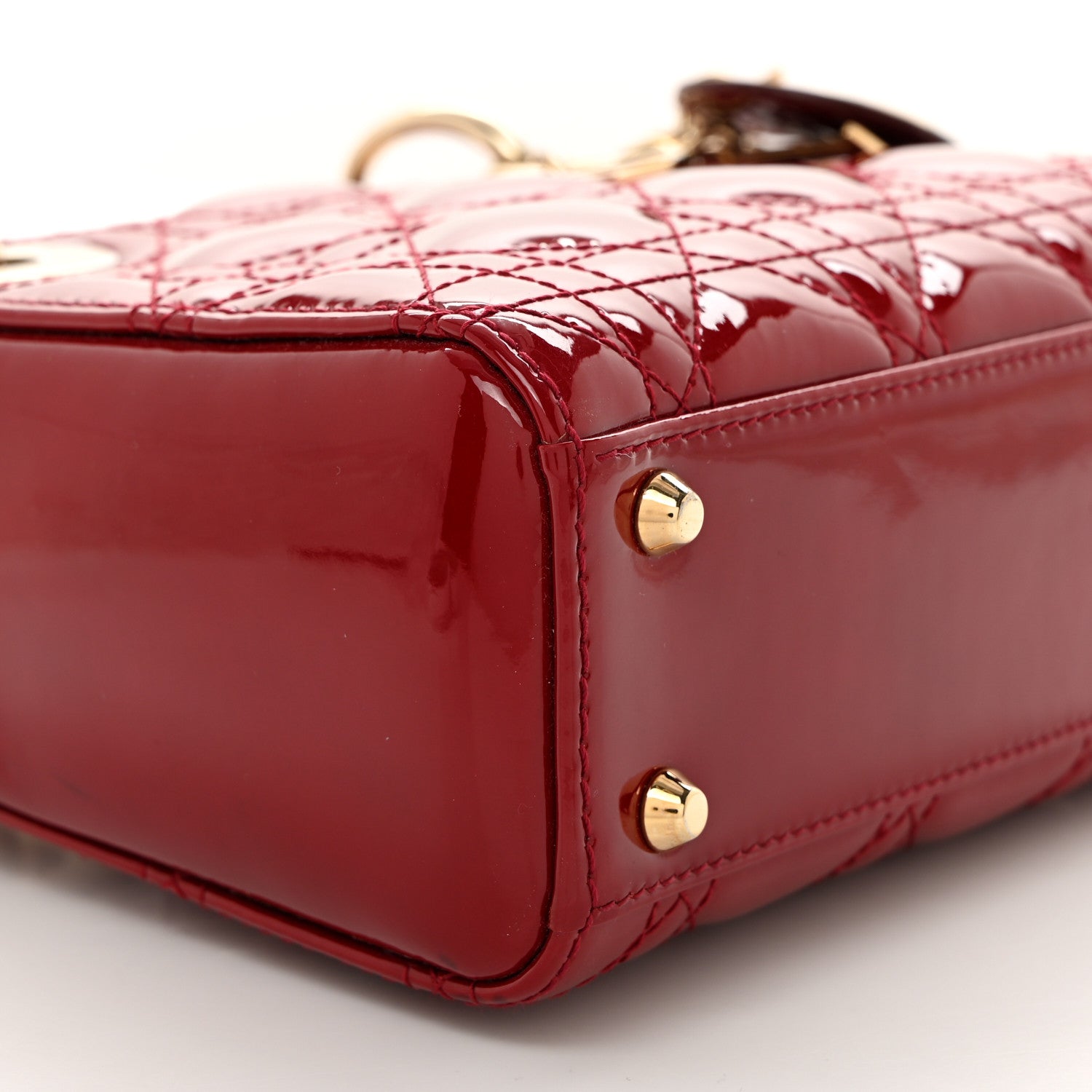 Christian Dior Patent Cannage Mini Lady Dior Red 9 of 10