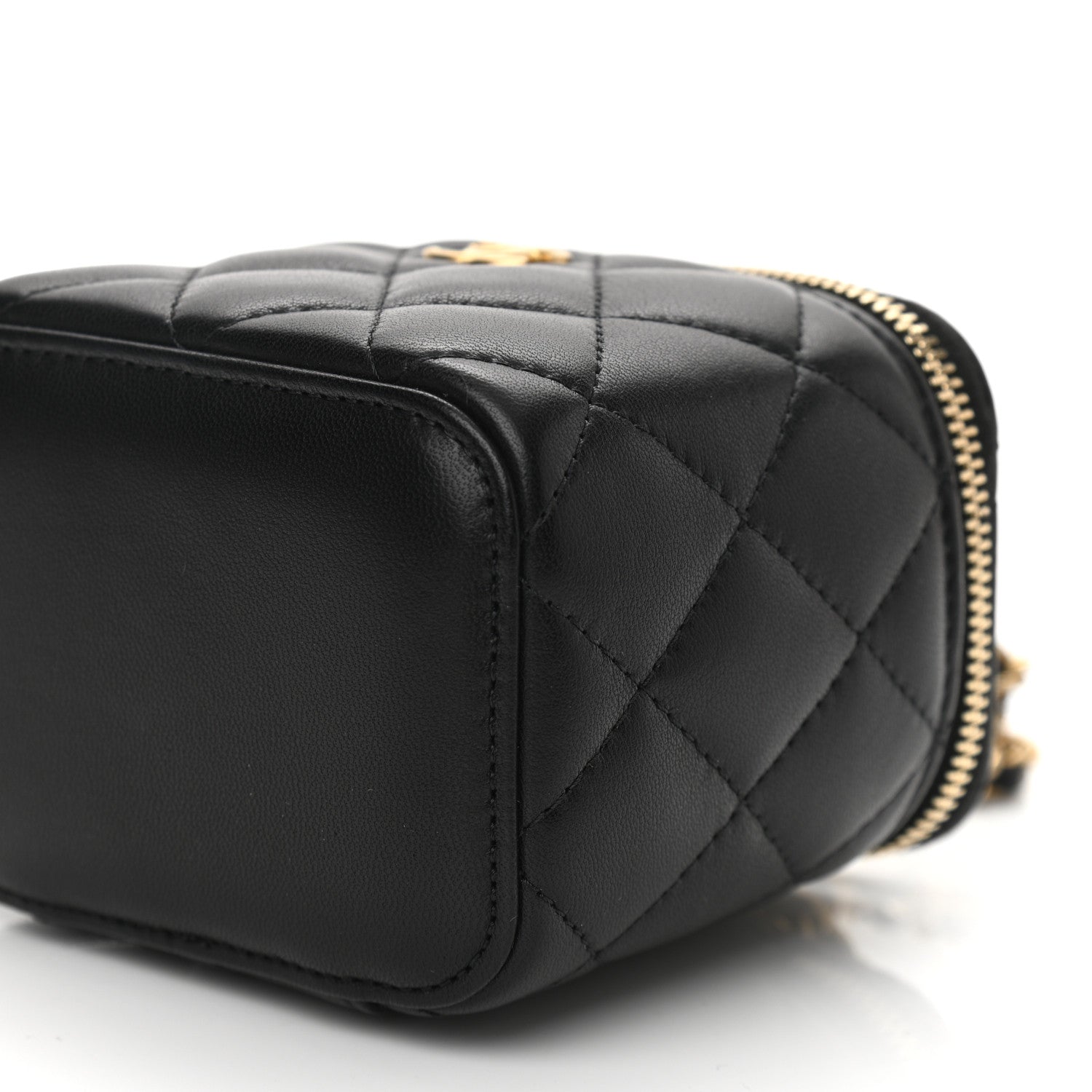 Chanel Lambskin Quilted Mini Pearl Crush Vanity Case With Chain Black 10 of 11