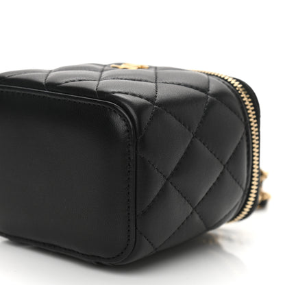 Chanel Lambskin Quilted Mini Pearl Crush Vanity Case With Chain Black 10 of 11