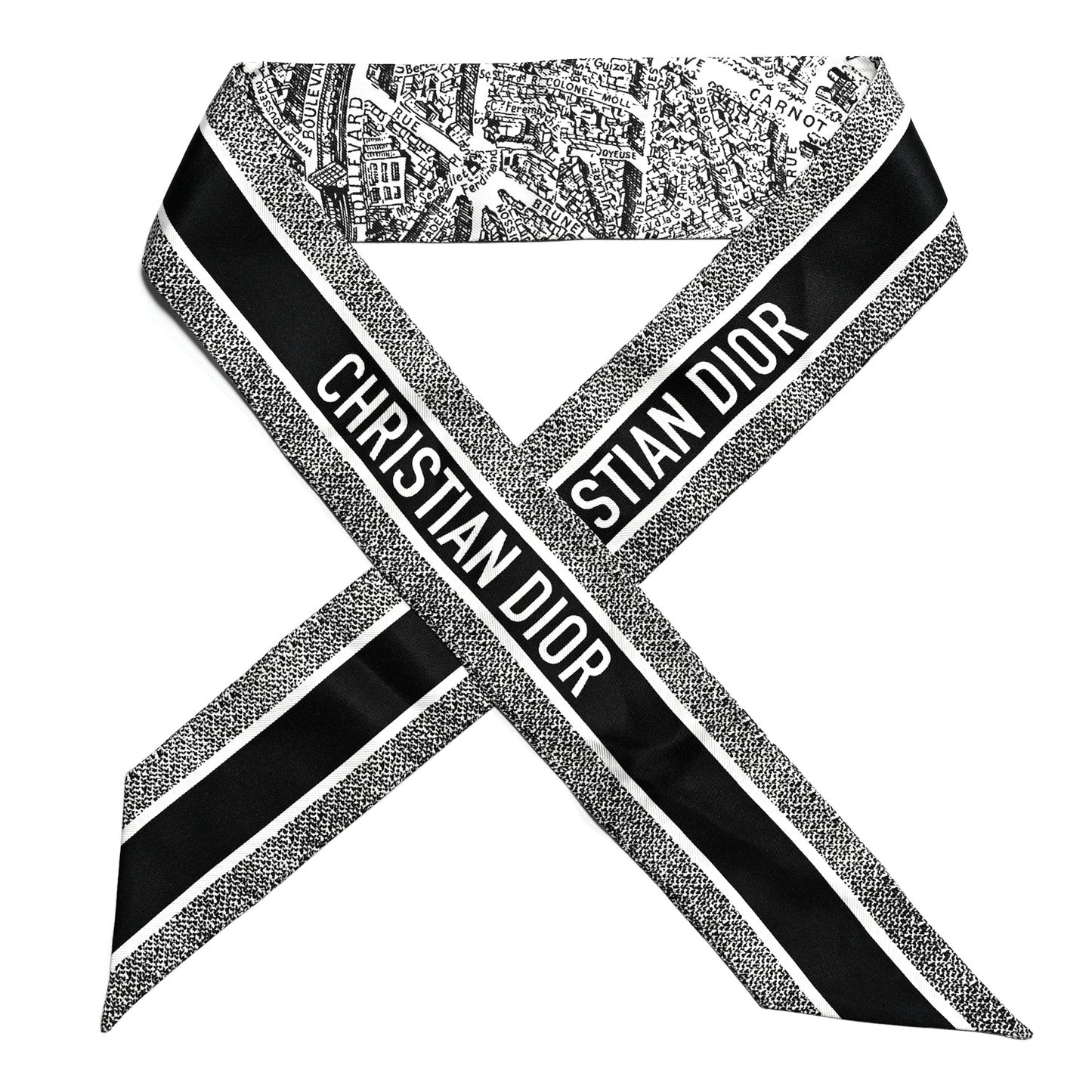 Silk Plan De Paris Mitzah Scarf White Black