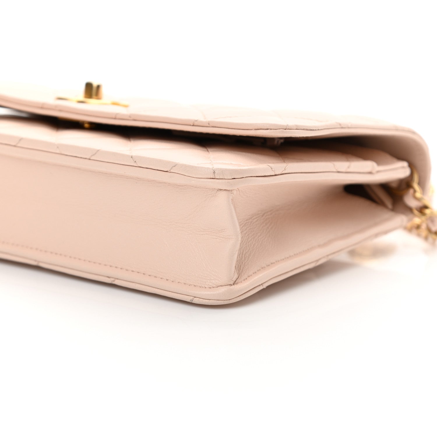 Chanel Lambskin Quilted CC Pearl Crush Wallet on Chain WOC Light Beige 11 of 13