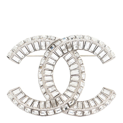 Chanel Baguette Crystal CC Brooch Silver 1 of 5