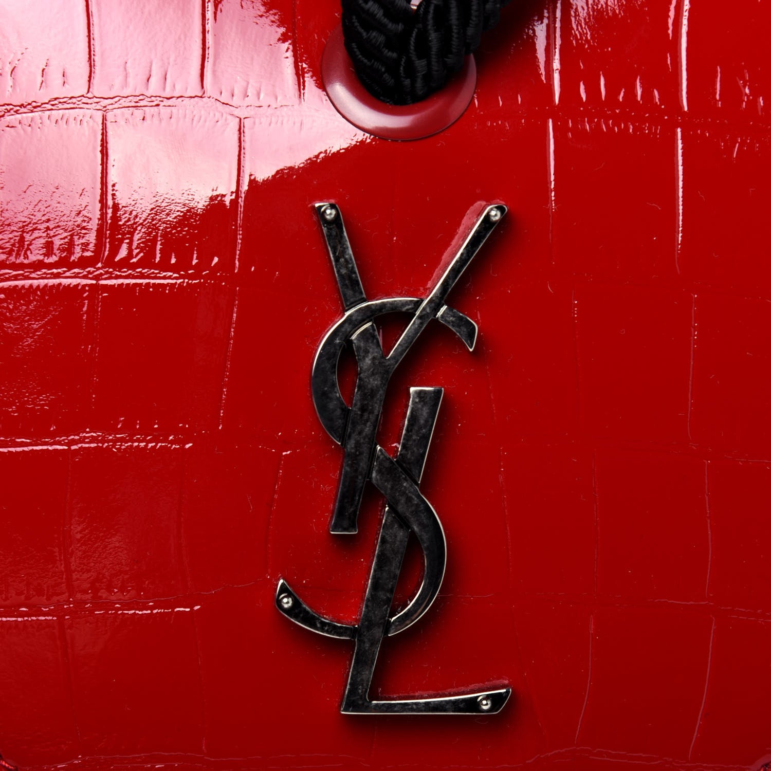 Saint Laurent Patent Crocodile Embossed Sac Coeur Heart Shaped Clutch Red 13 of 15