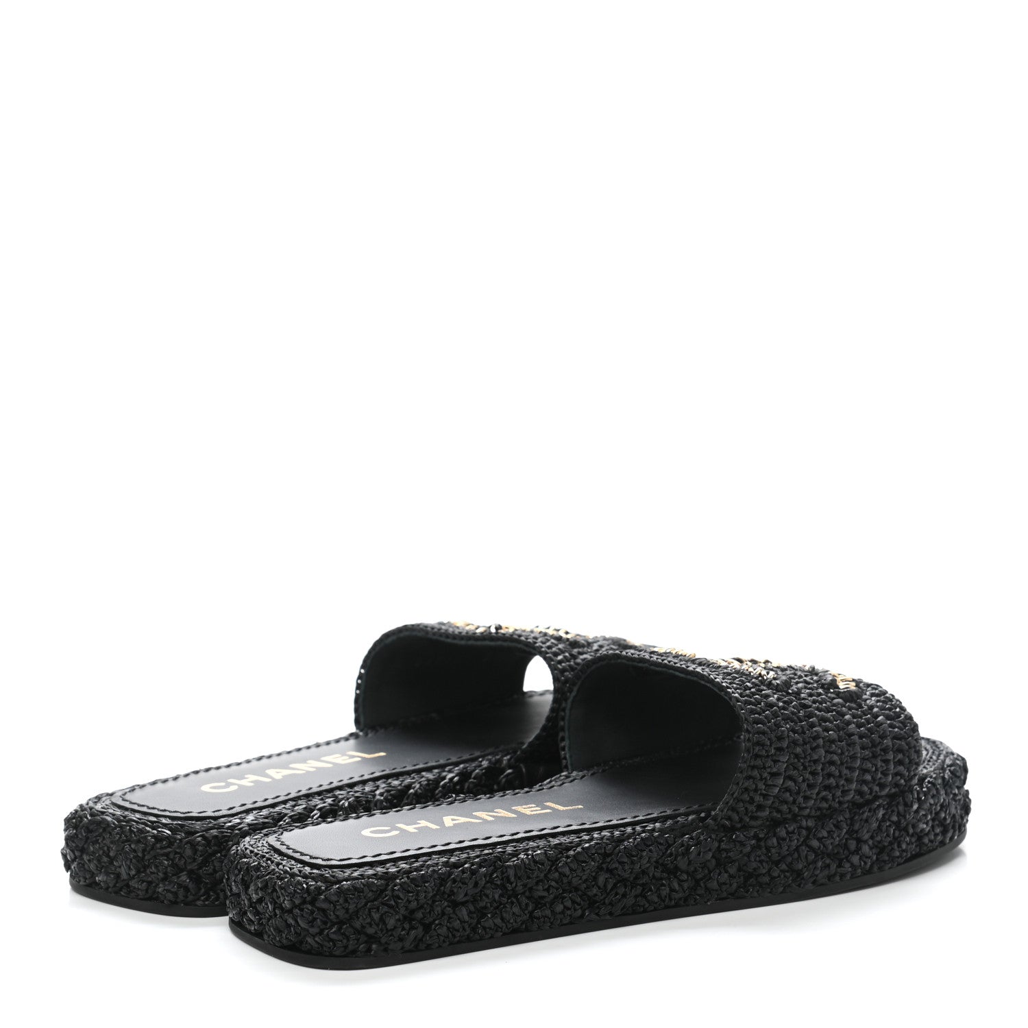 Chanel Cord Braided CC Mules 37 Black 4 of 9