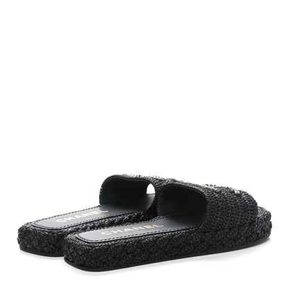 Chanel Cord Braided CC Mules 37 Black 4 of 9