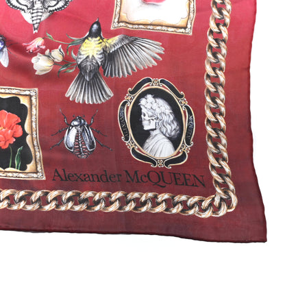 Alexander McQueen Silk Cameo and Curiosity Scarf Bordeaux Pink 3 of 6