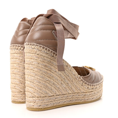 Gucci Nappa Matelasse GG Marmont Ankle Wrap Platform 35/120mm Espadrille Wedges 36.5 Porcelain Rose 5 of 8