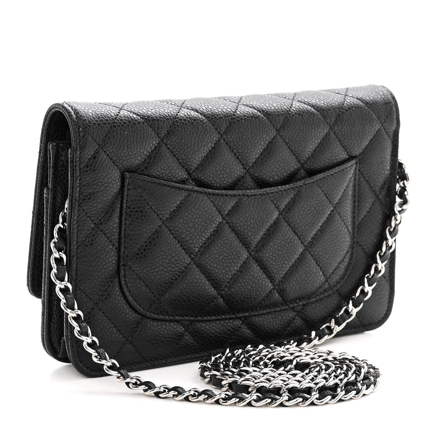 Caviar Quilted Wallet on Chain WOC Black
