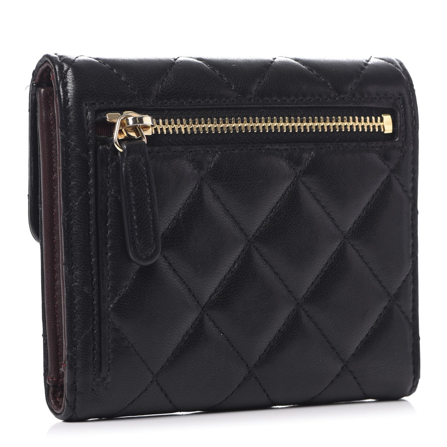 Chanel Lambskin Quilted Compact Flap Wallet Black 3 of 9