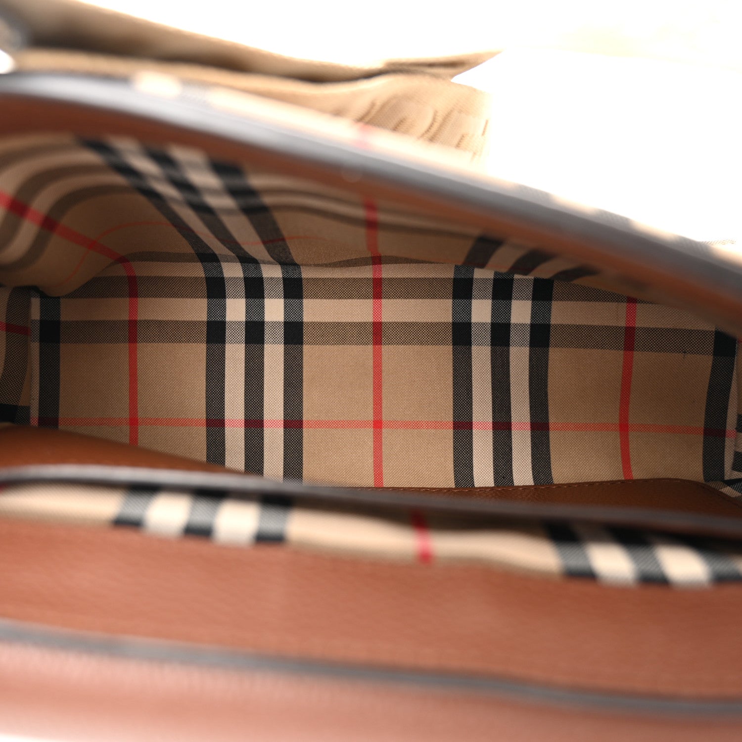 Burberry Grainy Calfskin Vintage Check Note Crossbody Bag Malt