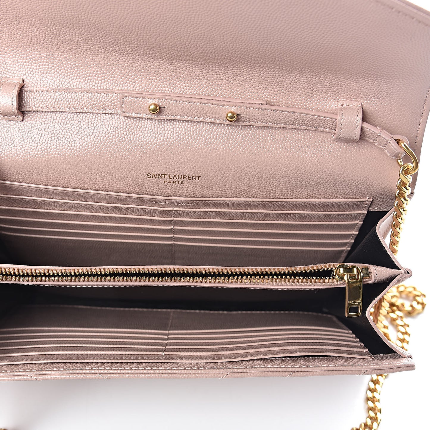Grain De Poudre Matelasse Chevron Monogram Chain Wallet Pale Blush