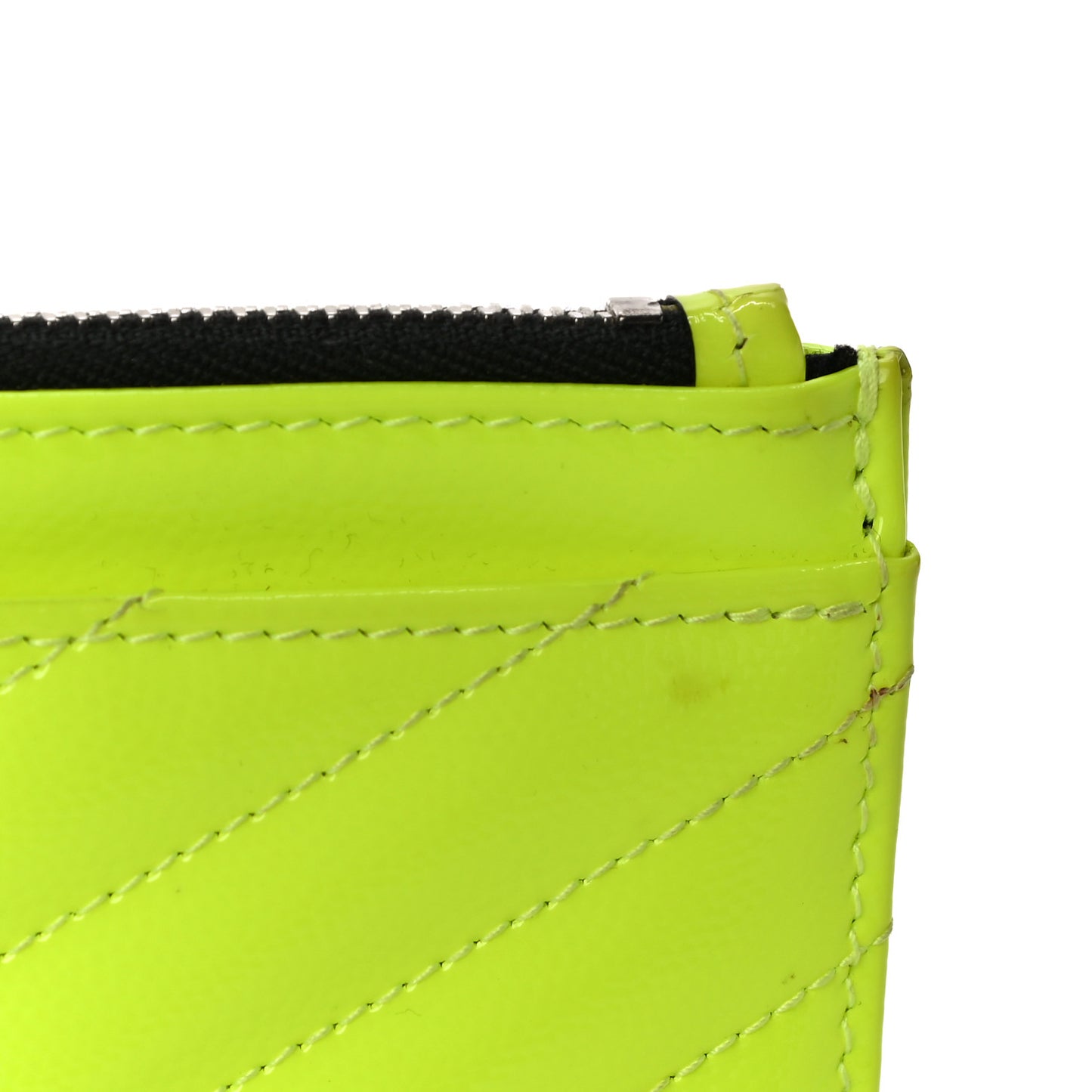 Patent Grain De Poudre Matelasse Chevron Monogram Bill Pouch Neon Yellow