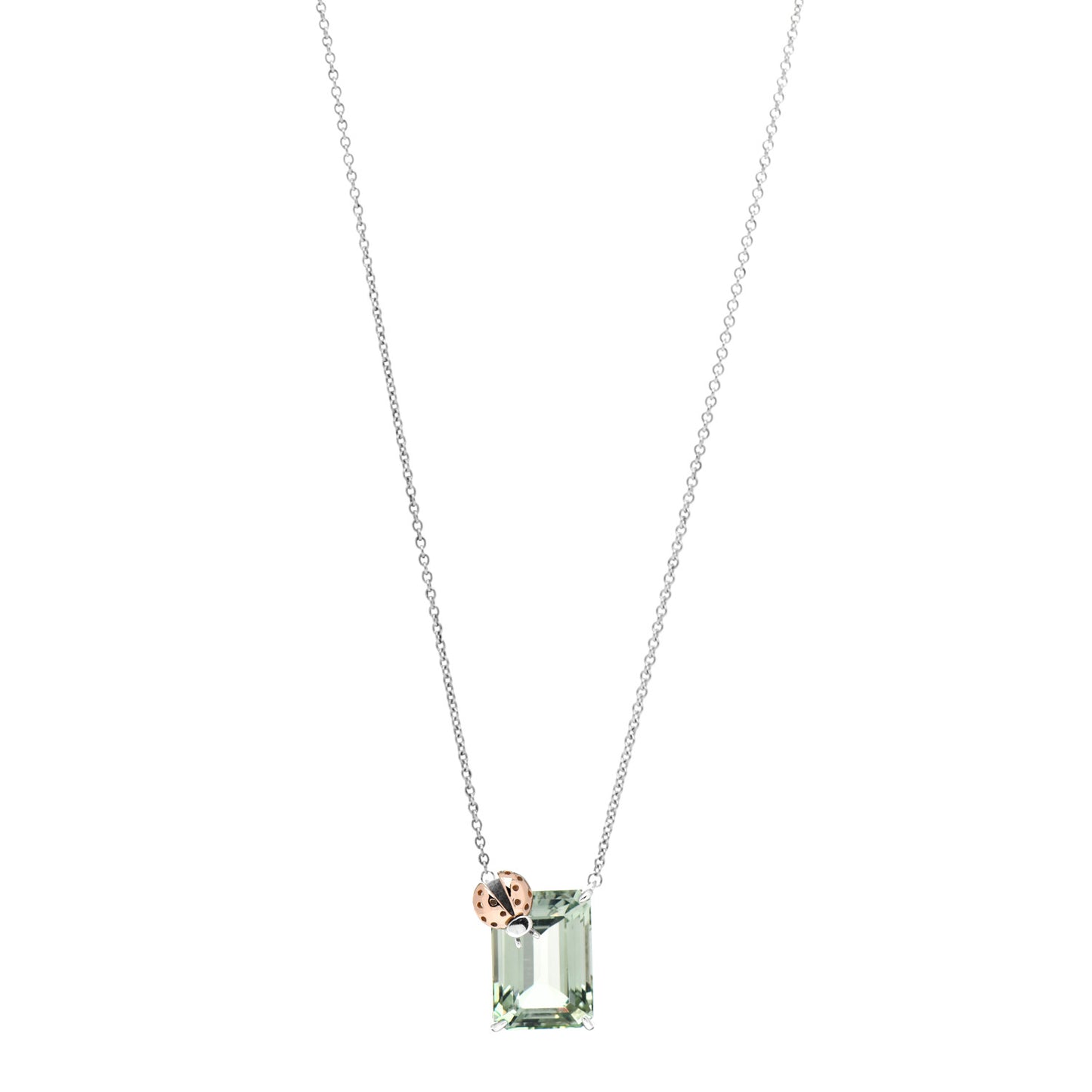 Sterling Silver 18K Rose Gold Prasiolite Return to Tiffany Love Bugs Ladybug Necklace