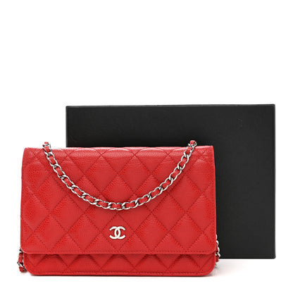 Chanel Caviar Quilted Wallet on Chain WOC Red 17 of 17