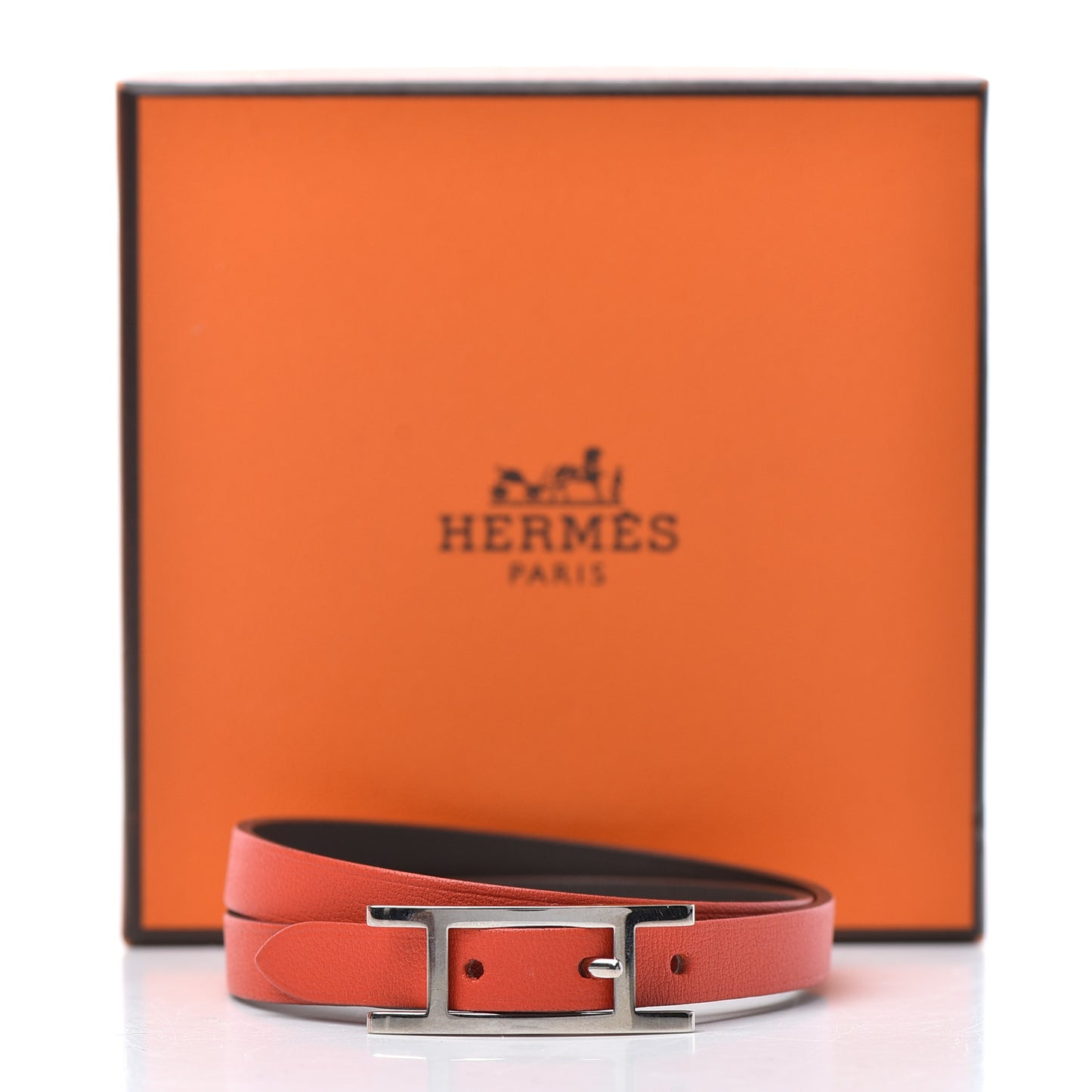 Swift Behapi Double Tour Reversible Bracelet M Orange Poppy Rouge H