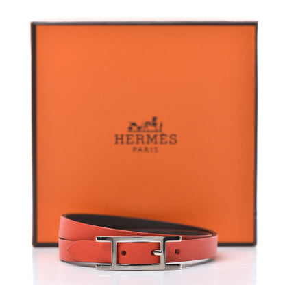 Hermes Swift Behapi Double Tour Reversible Bracelet M Orange Poppy Rouge H 5 of 5