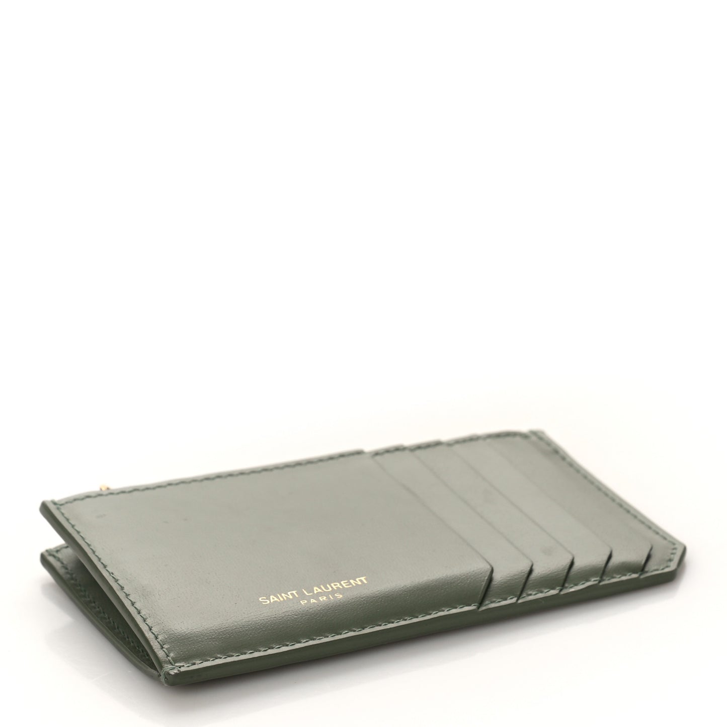 Calfskin 5 Fragments Zip Pouch Card Holder Light Sage