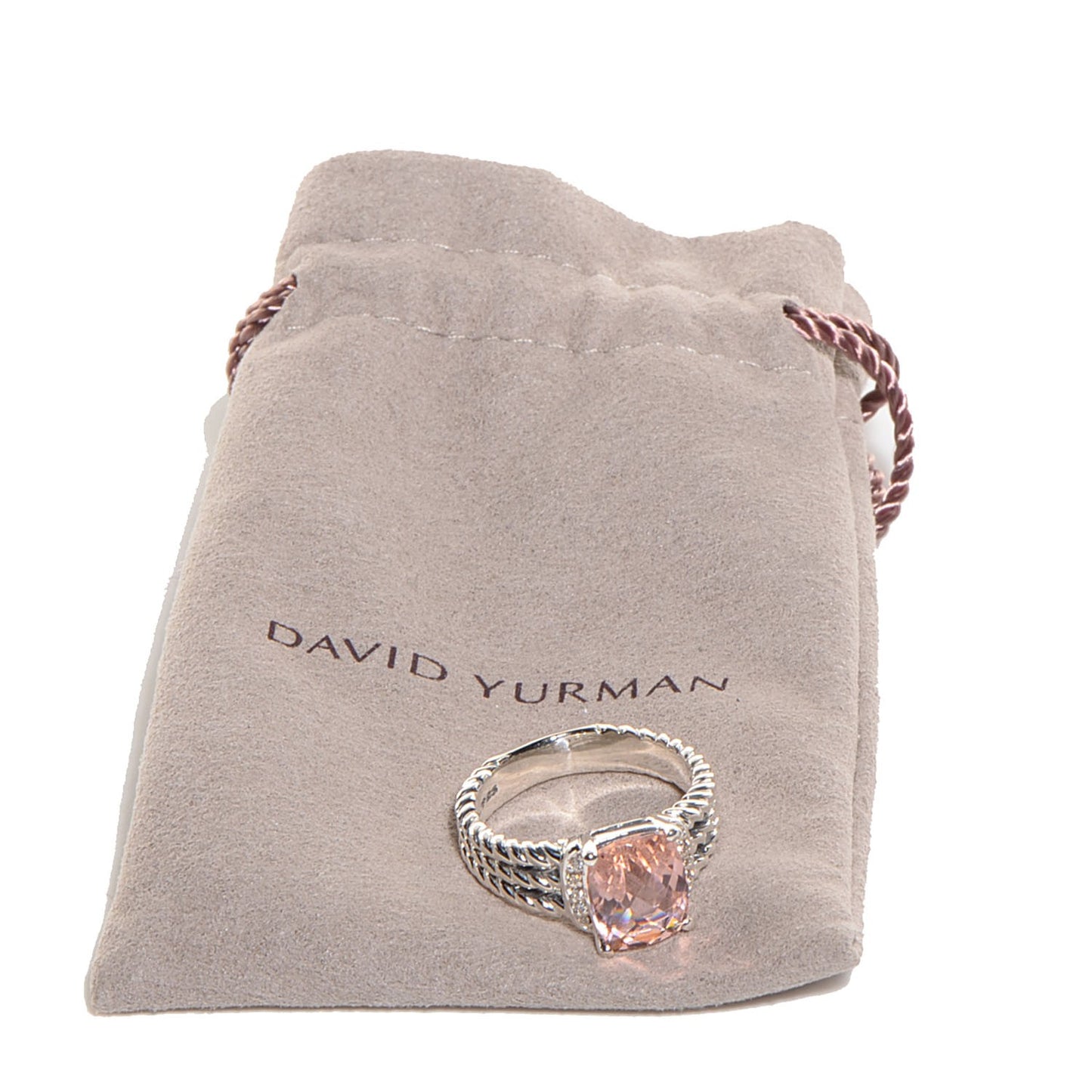 Sterling Silver Diamond Morganite 10mm Petite Wheaton Ring 54 7