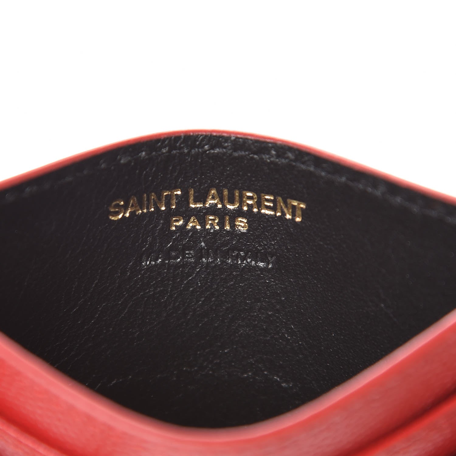 Saint Laurent Grain De Poudre Matelasse Chevron Monogram Credit Card Case New Red 6 of 8