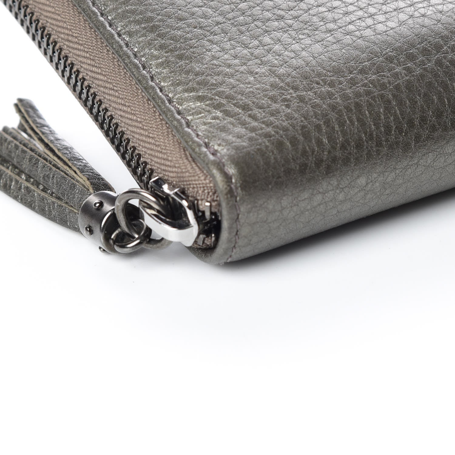 Gucci Metallic Pebbled Calfskin Soho Zip Around Wallet Sasso 5 of 11