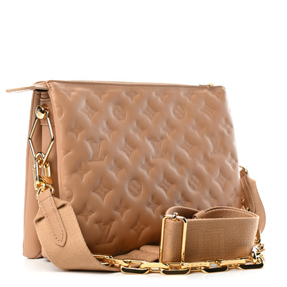 Louis Vuitton Lambskin Embossed Monogram Coussin PM Camel 2 of 4