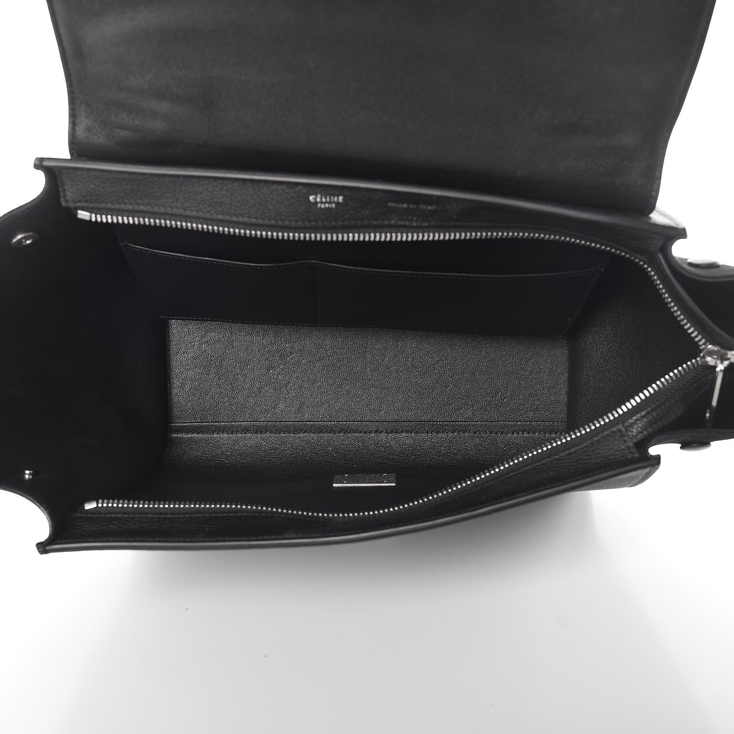 Celine Drummed Calfskin Suede Small Trapeze Black 5 of 13