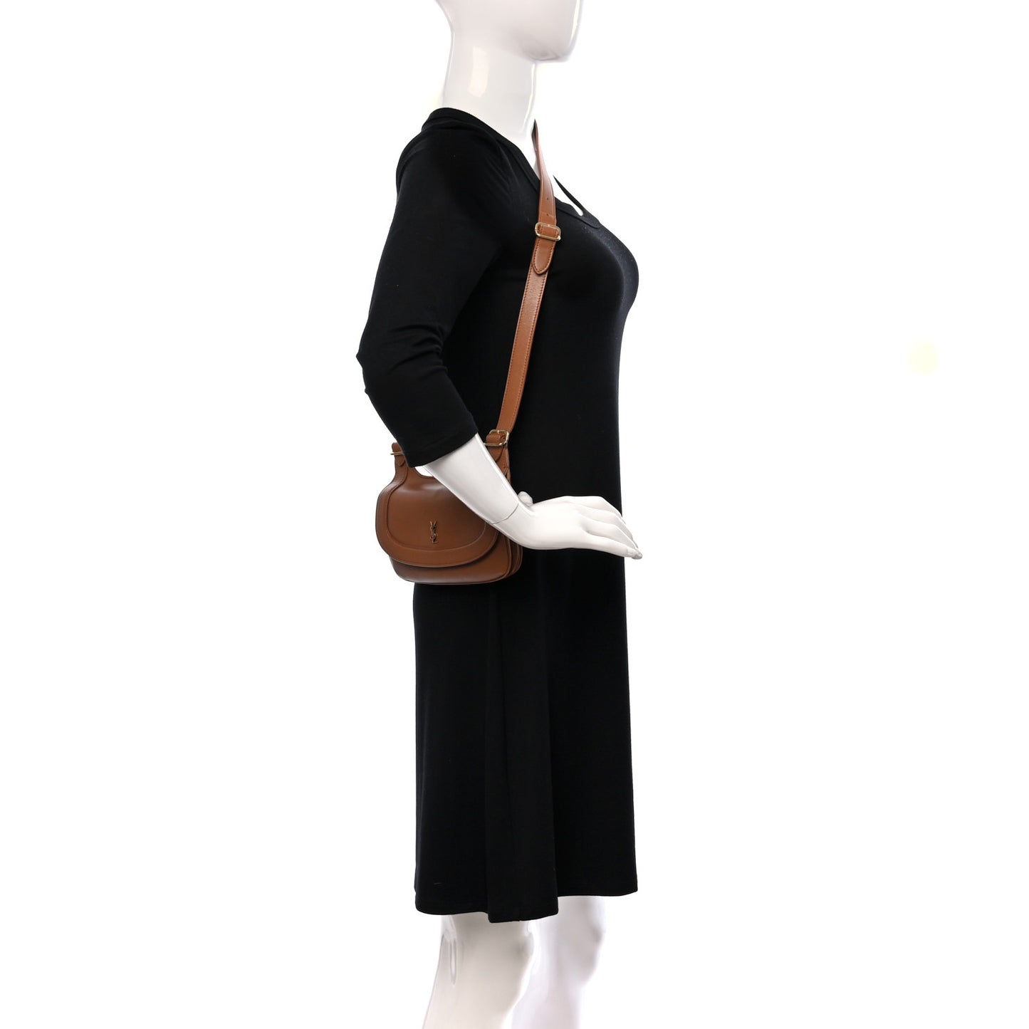 Smooth Calfskin Small Charlie Shoulder Bag Miel Dark