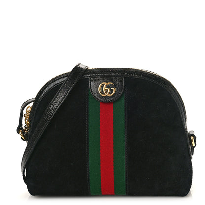Gucci Suede Patent Web GG Small Ophidia Dome Shoulder Bag Black 1 of 9