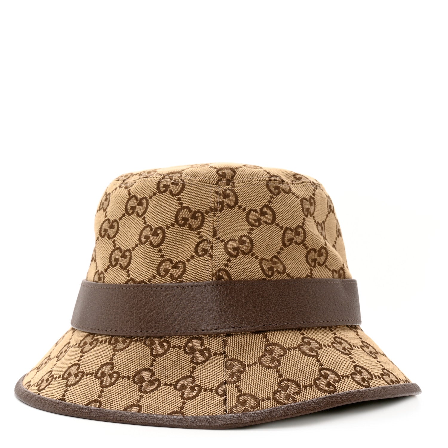 Gucci Monogram Textured Dollar Calfskin GG Jago Bucket Hat S Cacao Beige 6 of 9