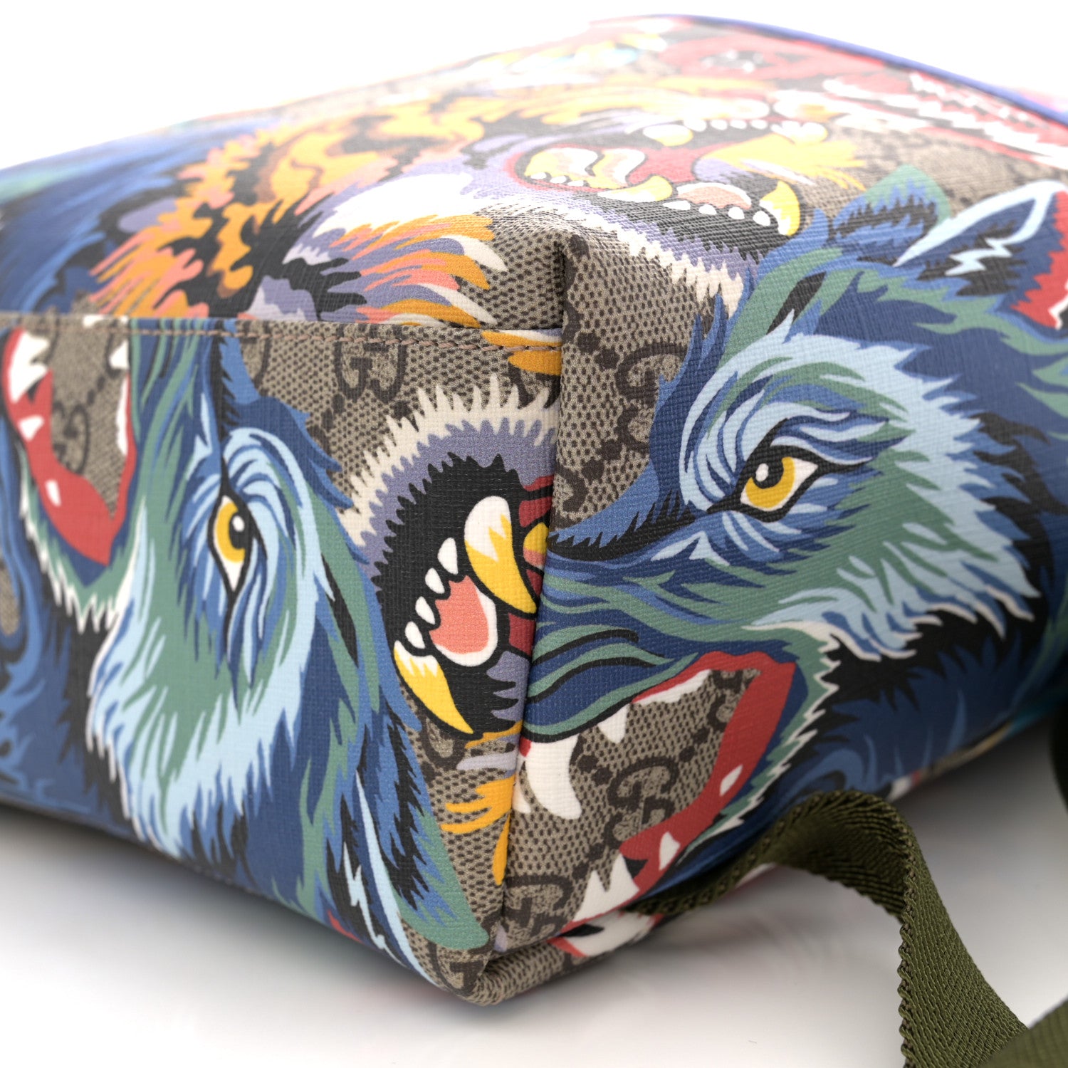 Gucci GG Supreme Monogram Animal Faces Childrens Day Backpack Beige Ebony Multicolor Electric Blue Military Fresia 11 of 11