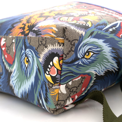 Gucci GG Supreme Monogram Animal Faces Childrens Day Backpack Beige Ebony Multicolor Electric Blue Military Fresia 11 of 11