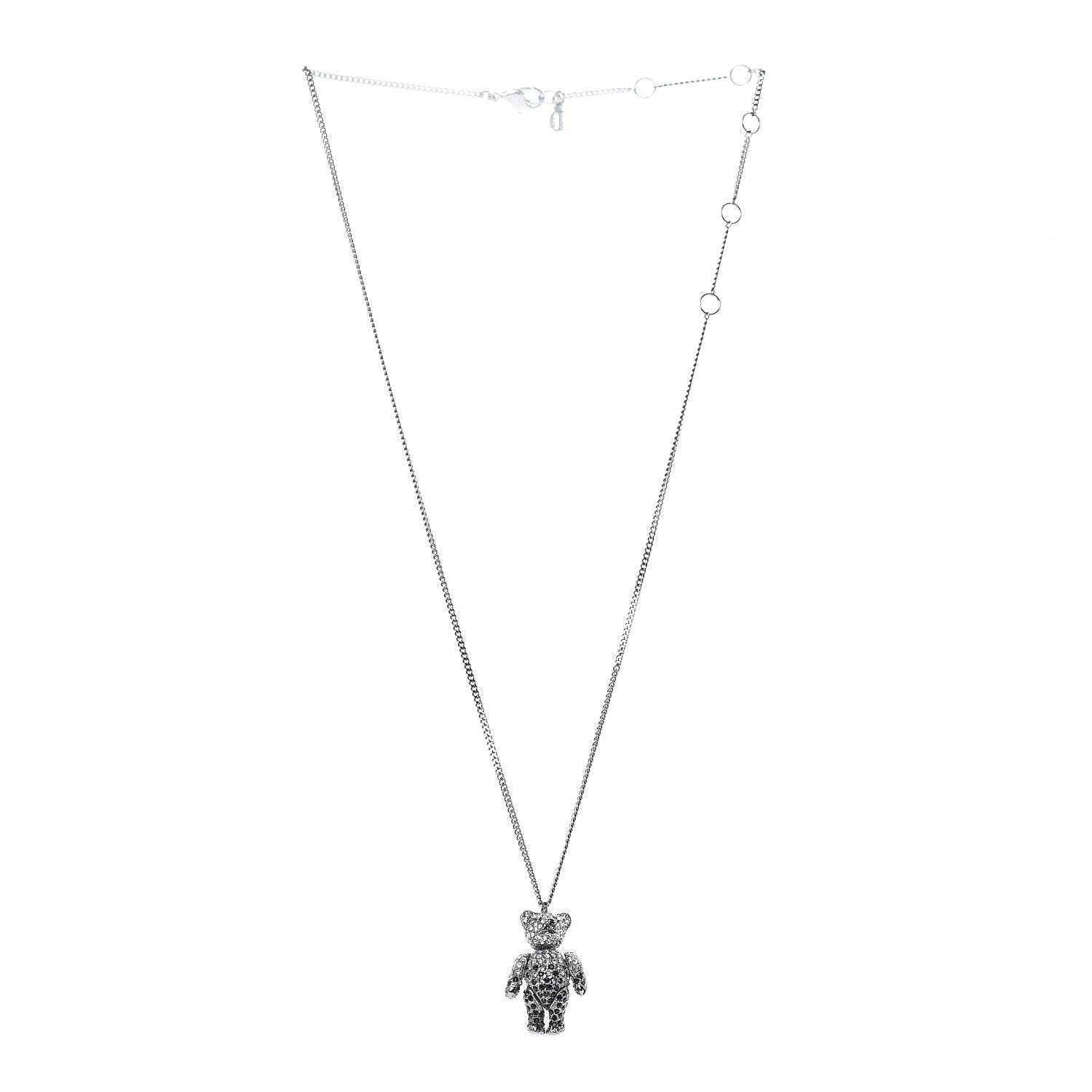 Christian Dior Crystal Teddy Bear Necklace Black 3 of 7